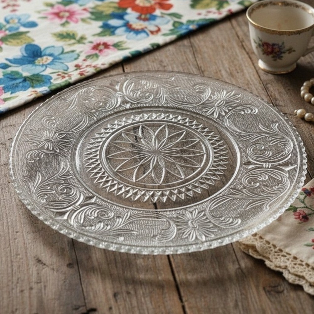 Westmoreland Princess Feather Platter, Vintage Sandwich Plate/Charger, Tableware